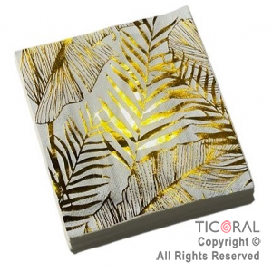 SERVILLETA HOJAS STAMPING ORO GM 33X33  X 12